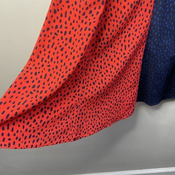 DEREK LAM Collective Handkerchief Dress Womens 40 US 4 Red Blue Midi Ruffle - Picture 7 of 15